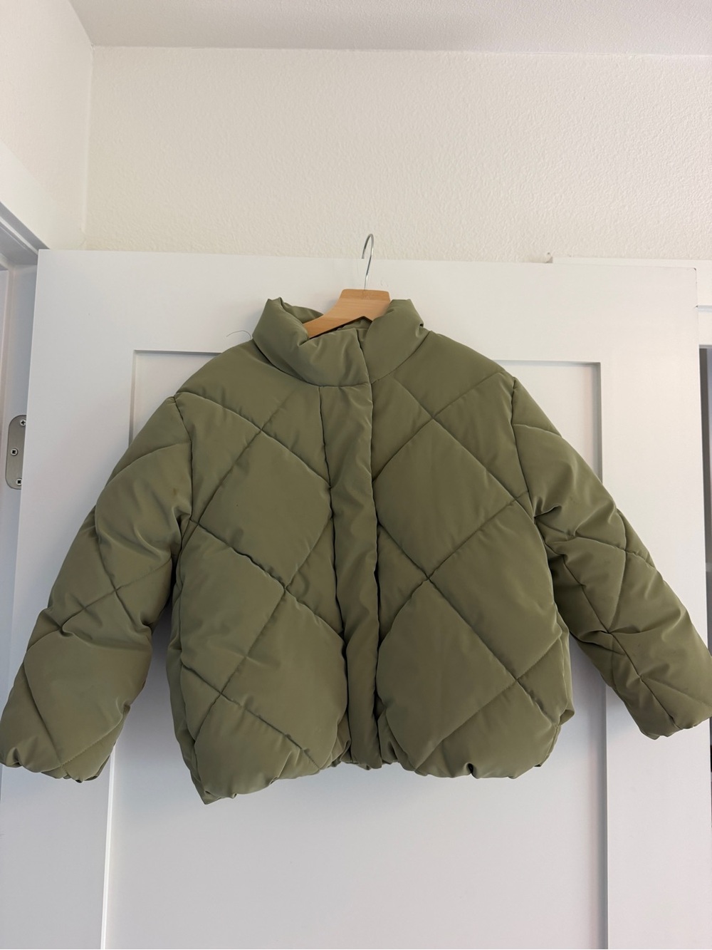 Zara Olive Green Puffer Jacket - Quilted Coat